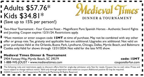 medieval times south carolina coupons.